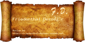 Friedenthal Dezsér névjegykártya